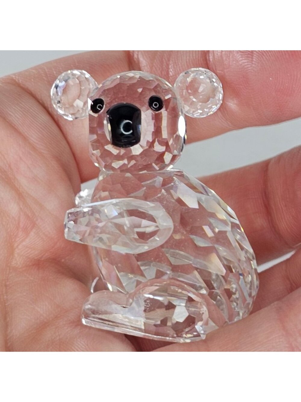 Swarovski Crystal Koala Figurine Facing Left Black Eyes & Nose Faceted Design